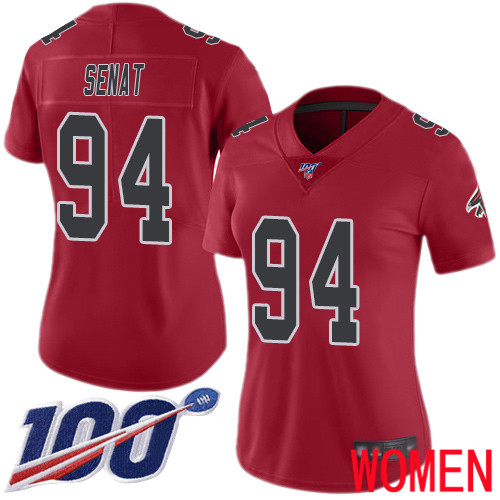 Atlanta Falcons Limited Red Women Deadrin Senat Jersey NFL Football #94 100th Season Rush Vapor Untouchable